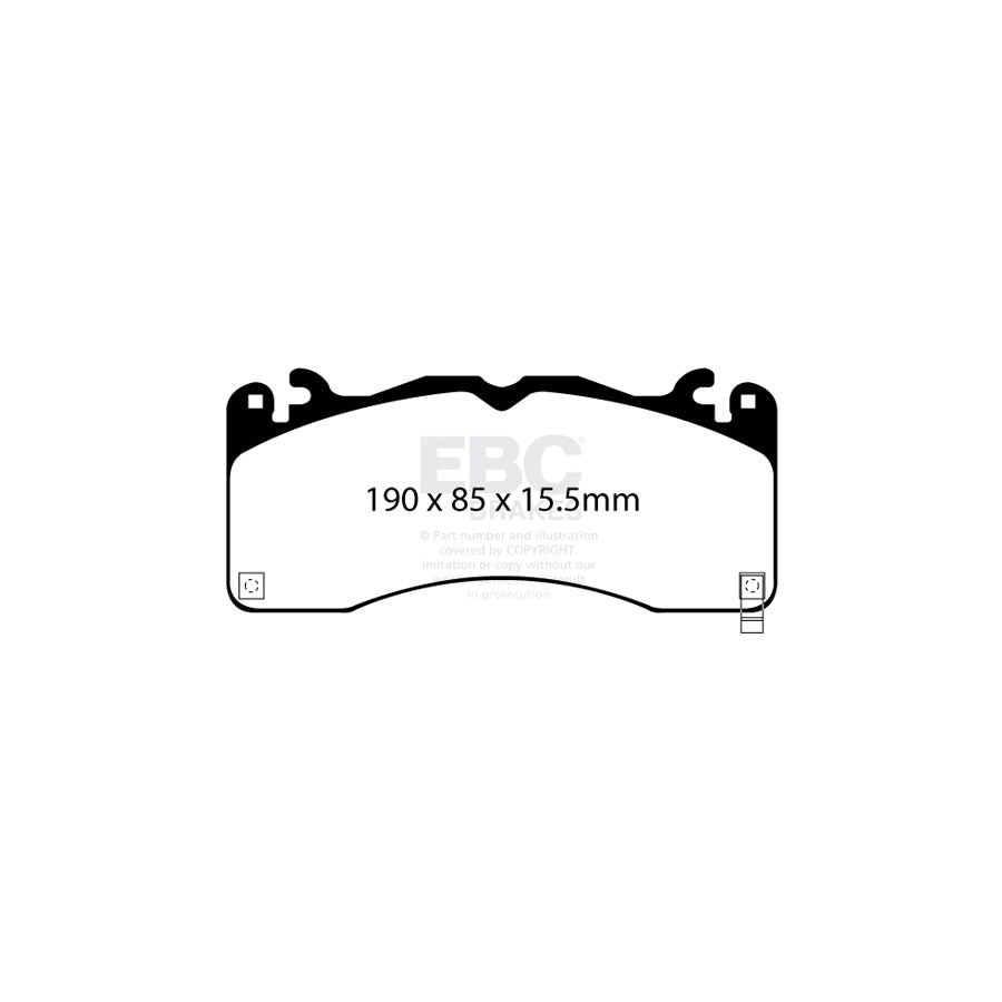 EBC Redstuff Ceramic Front Brake Pad Set for Ford Mustang S550 GT 5.0 V8 Coyote & Mach 1 (2015-2023) - Low Dust Street/Fast Road Performance Disc Pads, Direct Fit Front Axle | DP33040C, EBC-DP33040C