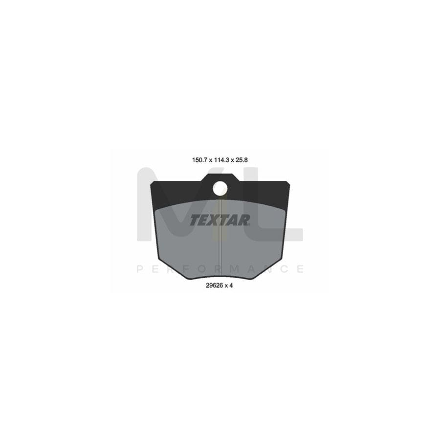 Textar 2962603 Brake Pad Set for Wabco Calipers - Not Prepared for Wear Indicator (No Wear Sensor) - Disc Brake Pads 114.3 x 150.7 x 25.8 mm