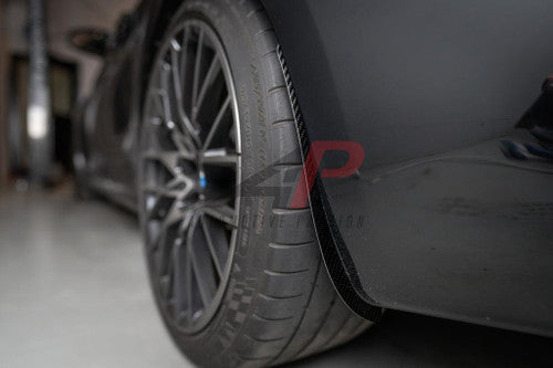 BMW M2 F87 Rear Gloss Carbon Fibre/Fiber Wheel Arch Guards Mud Flaps Splash Guards Fender Protectors – AP Design – Fits M2 & M2 Competition – Stone Chip Paint Protection Rear Arch Spats