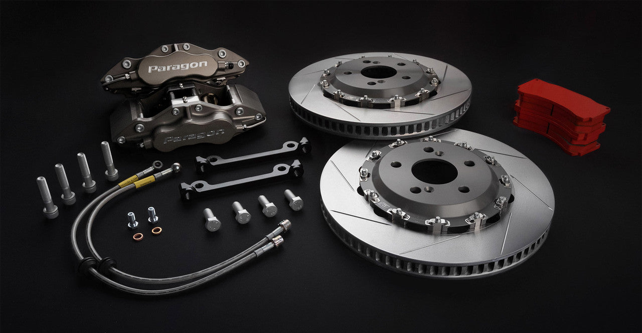 Paragon Track Performance Big Brake Kit (BBK) for BMW M3 E46 (2000-2006) Front - PA015/PA035 6-Piston Calipers, 355mm 2-Piece Floating Discs - Direct Fit with OEM ABS - Part: PARAGON-PBK.02.011.355.320.TL.01.02.Px.F