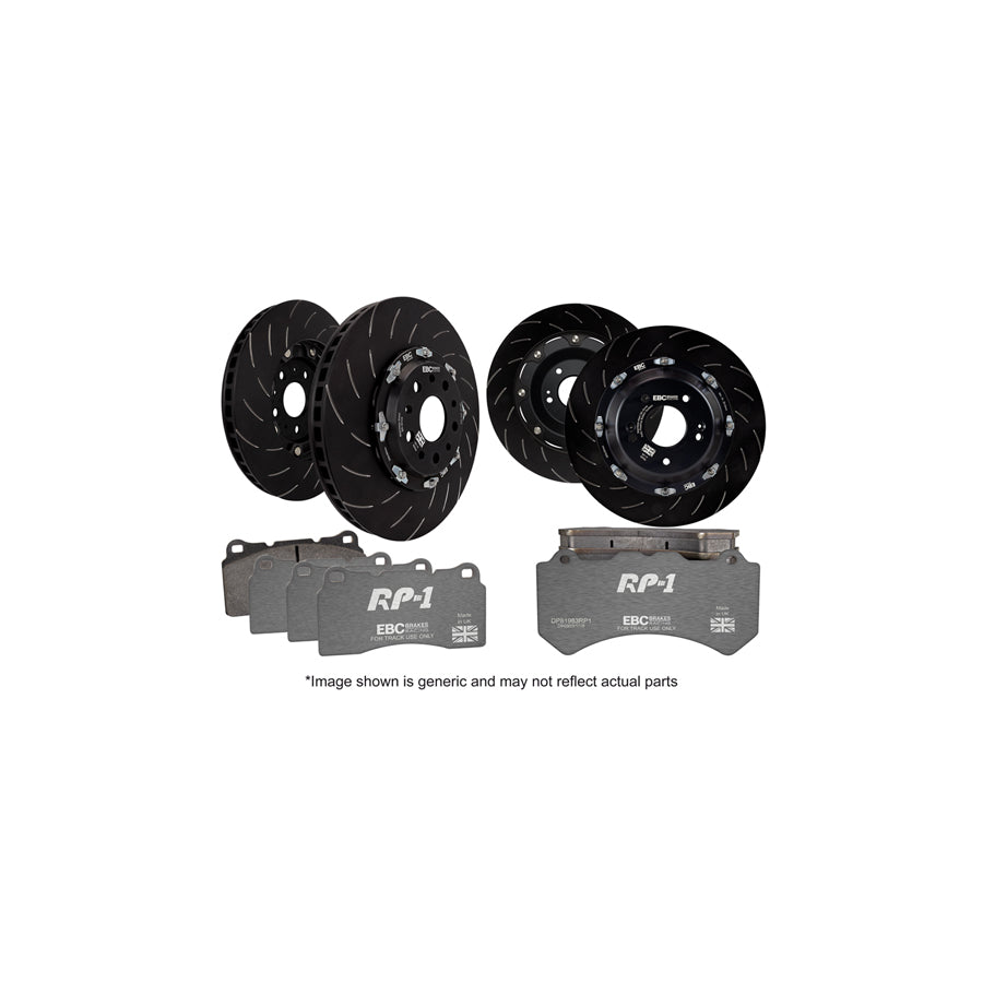 EBC Brakes RP-1 Full Axle Track Day Brake Kit P2DK063RP1 for BMW G8X M3/M4 (G80 G82 G83) - Front & Rear 2-Piece Floating Slotted Discs/Rotors 380/370mm + RP-1 Race Pads - Performance Motorsport Upgrade