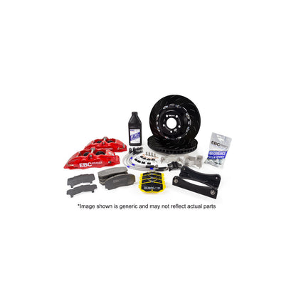 EBC BBK006RED-2 Front Big Brake Kit for Ford Fiesta ST Mk8 1.5T (2018-2021) - Red Apollo 4-Pot Calipers, 330x28mm 2-Piece Floating Rotors, Yellowstuff Front Pads + Rear Pads & Braided Lines
