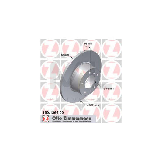 Zimmermann 150.1266.00 Brake Disc/Rotor for BMW 5 Series, 302mm Solid High-Carbon, OE-Quality Replacement, UK