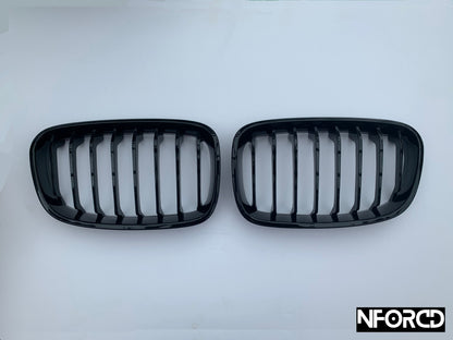 Gloss Black Kidney Grilles (Front Grills) for BMW 1 Series F20 F21 2011–2014 Pre‑LCI/Pre‑Facelift | Shadowline De‑Chrome Blackout Replacement Sport Grille Upgrade – Fits M135i 116i 118d 120d