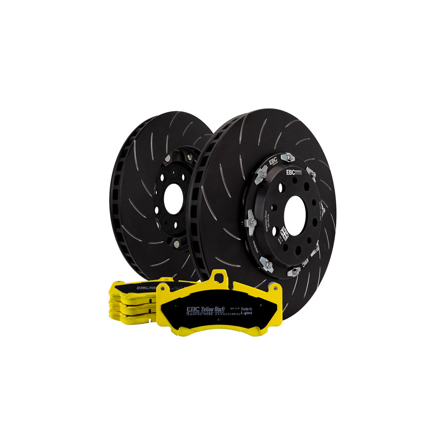 EBC P2DK023Y Front Brake Kit for Audi RSQ3 8U (2013-2018) - Yellowstuff Pads + 365mm EBC Racing 2-Piece Fully-Floating Grooved Vented Discs - TRW Caliper Fitment (DP41513/3R + SG2F011)