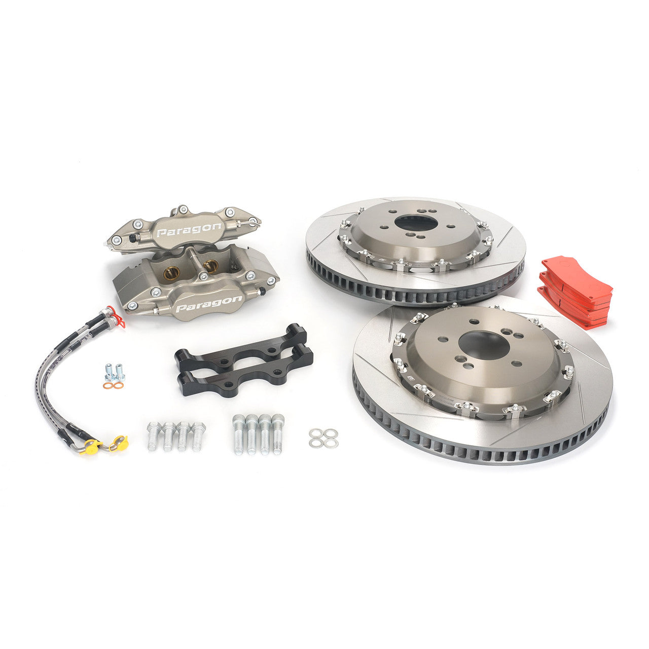 Paragon Rear Big Brake Kit BBK - PA025 4-Piston/4-Pot Calipers, 355x32mm 2-Piece Floating Rotors/Discs - BMW M3 E90 E92 E93 (E9X) & 1M Coupe E82 - Track/Motorsport Rear Brake Upgrade Conversion | PBK.04.012.355.320.TL.01.02.Px.R