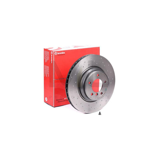 Brembo 09.A599.1X Brake Disc/Rotor 348mm x 30mm (348x30) – Cross‑Drilled/Perforated, Internally Vented, High‑Carbon Anti‑Corrosion Coated – 5‑Stud 5‑Bolt – Hardware Included – Performance OE Replacement Front