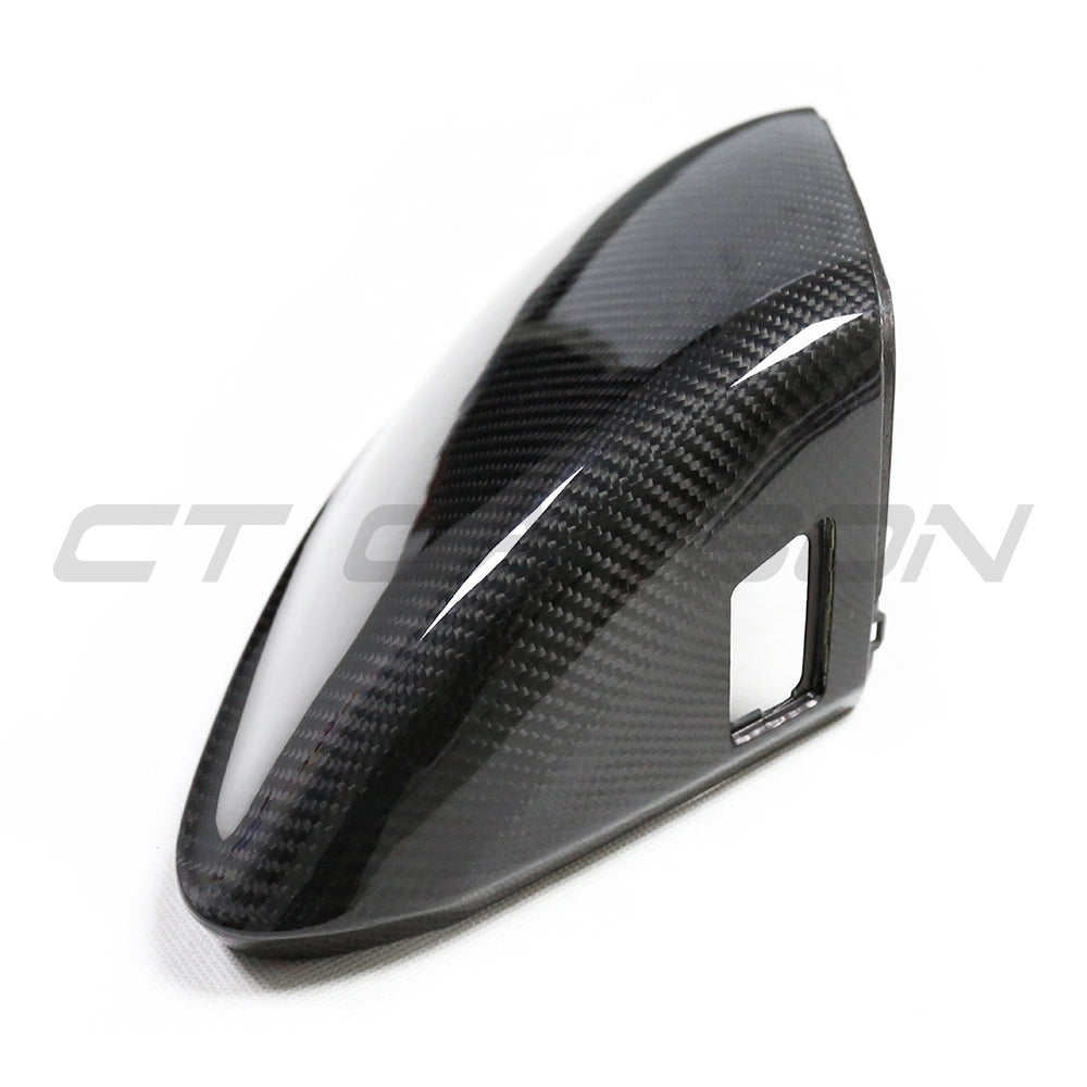 Audi Q8 SQ8 RSQ8 & Lamborghini Urus Carbon Fibre/Fiber Wing Mirror Caps - Side Mirror Covers Shells, CT Carbon Pre-Preg OE-Fit Replacement Housings - Lane Assist/Side Assist Blind Spot Compatible (Urus 2019+, Q8 2020+)