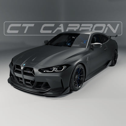 BMW M3 & M4 G80/G82/G83 CSL Style Carbon Fibre Front Lip Splitter Spoiler (Front Bumper Lip/Chin Spoiler) 2021+ | CT Carbon