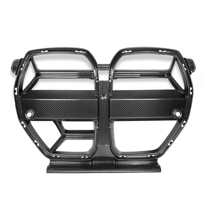 BMW M3/M4 G80 G82 G83 CSL Style Carbon Fibre/Fiber Front Kidney Grille/Grill – ACC/Adaptive Cruise Radar Compatible – G8X 2021+ – CT Carbon Dry Carbon Look OEM+ Front Bumper Grill Replacement