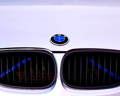 Blue Glow V-Brace/V-Bar Wrap for BMW – Light-Reactive Vinyl Decal/Sticker Overlay for Kidney Grille Cross Brace | Neon Blue Crash Bar Cover Accent Strips | Photo-Reactive Front Brace Styling Kit