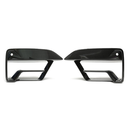 BMW M5 F90 LCI 2021-2024 Front Bumper Vent Covers - Carbon Fibre Air Intake Surrounds, Air Curtain Duct Garnish Overlays, Corner Intake Trims - CT Carbon Pre-Preg Dry Carbon Facelift Front Vent Trim Pair