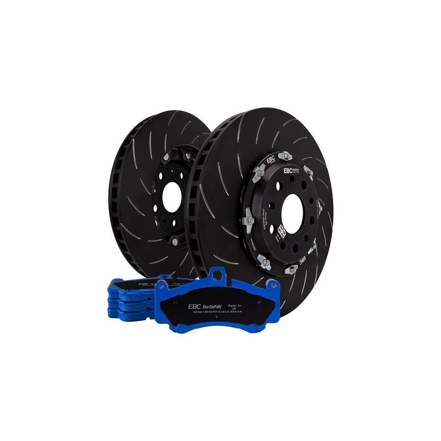 EBC Racing P2DK014B Front Brake Kit for BMW M2 M3 M4 F87 F80 F82 (Brembo) - Bluestuff NDX Pads & 380mm 2-Piece Fully Floating Grooved Discs
