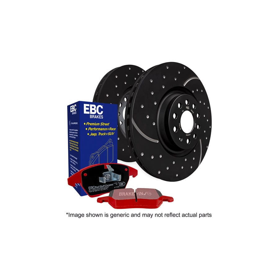 EBC PD12KR257 BMW Rear Brake Kit - Redstuff Pads & GD Sport Slotted/Dimpled Discs 345mm - 3 Series F30/F31/F34 & 4 Series F32/F33/F36 - Brembo Rear Caliper