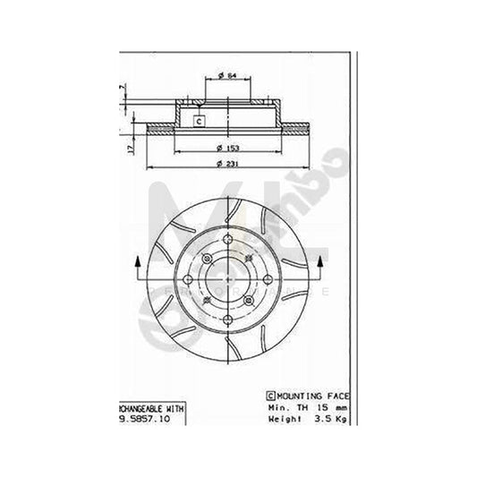Brembo Max Line 09.5857.75 Slotted/Grooved Brake Disc Rotor - Vented, Coated, Anti-Corrosion - 231mm x 17mm - 4 Bolt/4 Stud, 4 Hole - OE Quality Direct-Fit Performance Brake Upgrade UK