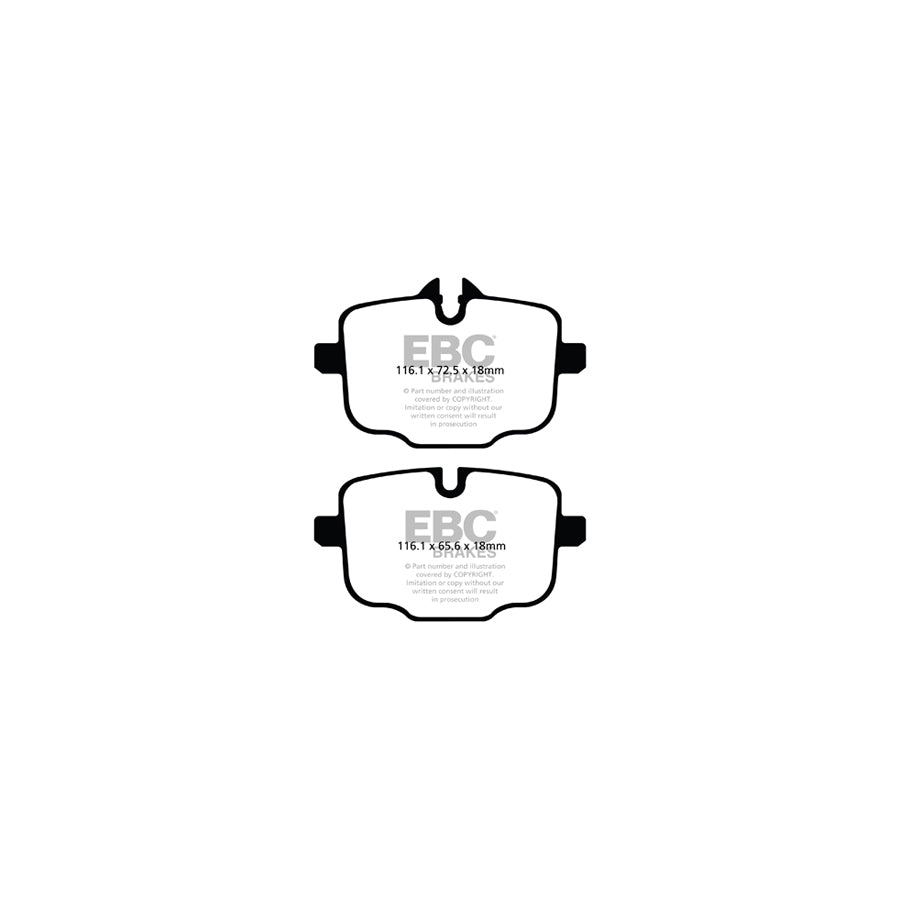 EBC PD07KR236 Redstuff Ceramic Rear Brake Pad & USR Slotted Disc Kit for BMW 5 Series F10/F11 & 6 Series F06/F12/F13 (TRW Rear Caliper, 345mm) - DP32089C + USR1819R