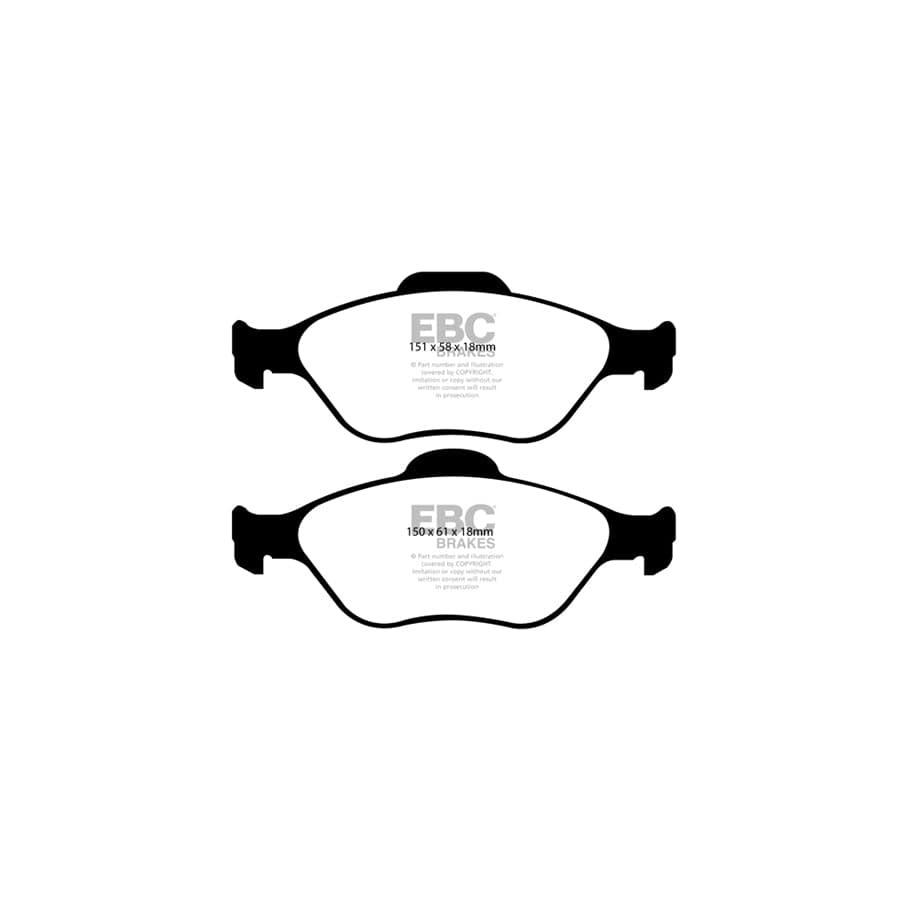 EBC PD11KF805 Toyota Yaris Front Brake Pad & Disc Kit - Greenstuff 2000 Pads + GD Grooved & Dimpled 258mm Discs - ATE Caliper Fit - XP90/XP130 2005-2020
