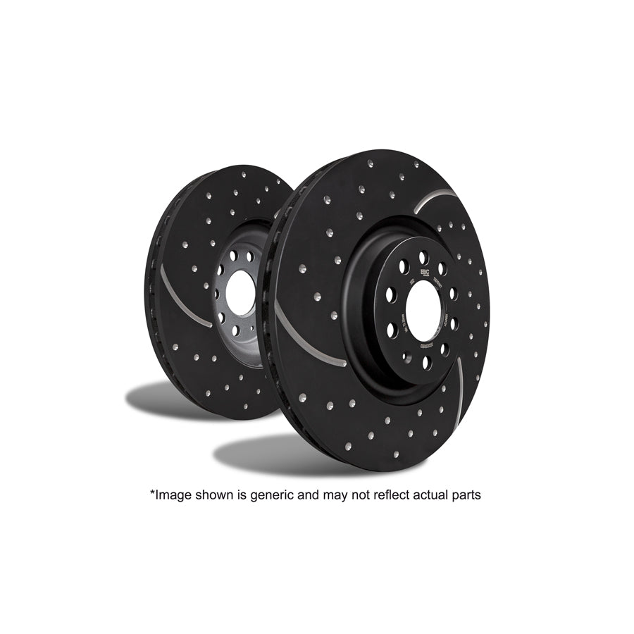 EBC GD7694 GD Series Turbo Groove 380mm Front Slotted/Grooved Brake Discs (Rotors) for Ford Mustang S550 5.0L V8 GT & Mach 1 2015-on – Vented, Dimpled, Thermic Black Coated Performance Pair