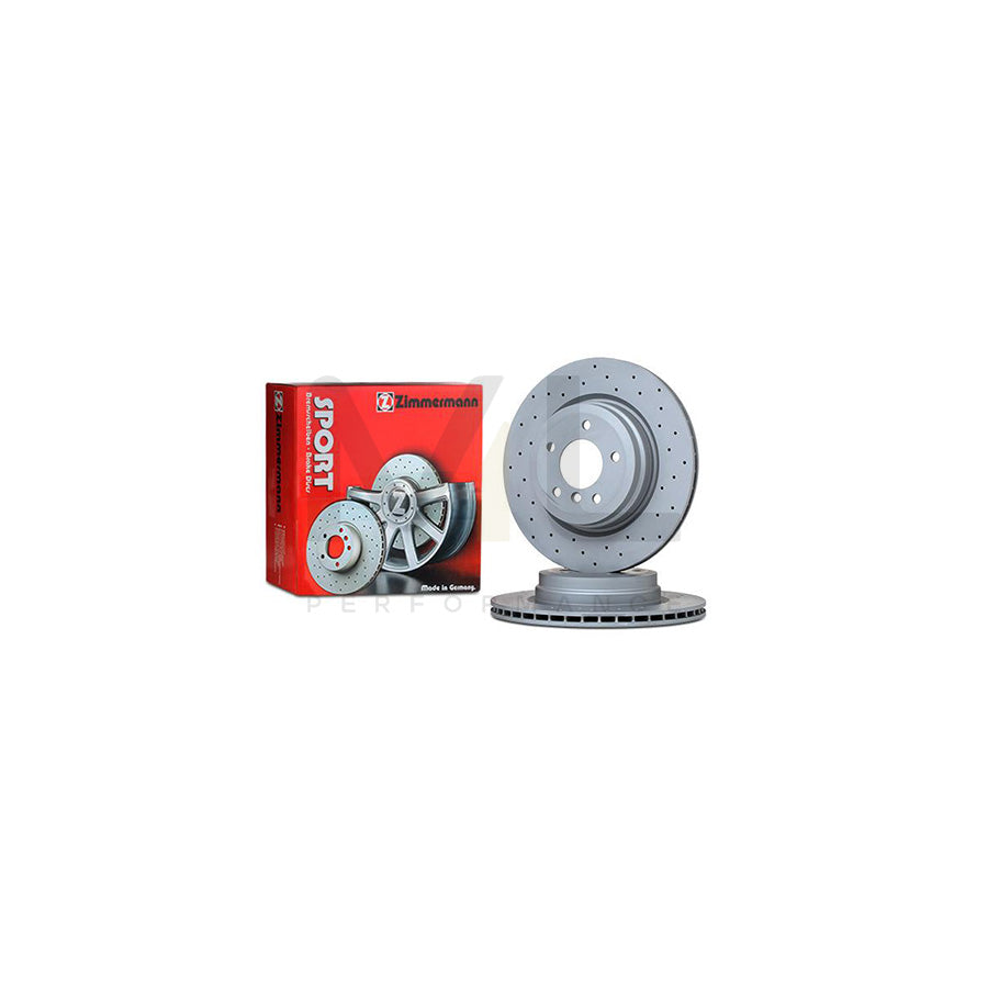 Zimmermann Coat Z 150.3430.52 Brake Disc/Rotor 336x22mm - Cross-Drilled (Perforated), Internally Vented, High-Carbon - Anti-Corrosion Coated Performance Upgrade, Coated Brake Disc Rotor UK
