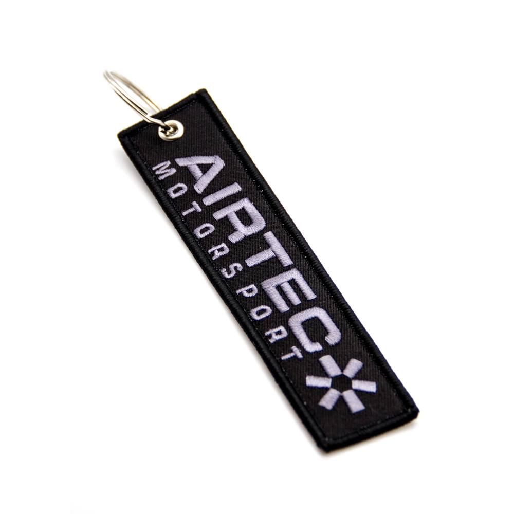 Official AIRTEC Motorsport Embroidered Keyring Key Chain/Key Ring Key Fob Tag, Key Holder Strap - Black Stealth Grey Logo - Universal Luggage/Bag/Backpack/Suitcase ID Tag - Car Keys Accessory, Tuner Merch, Petrolhead Gift, Track Day Travel Gear