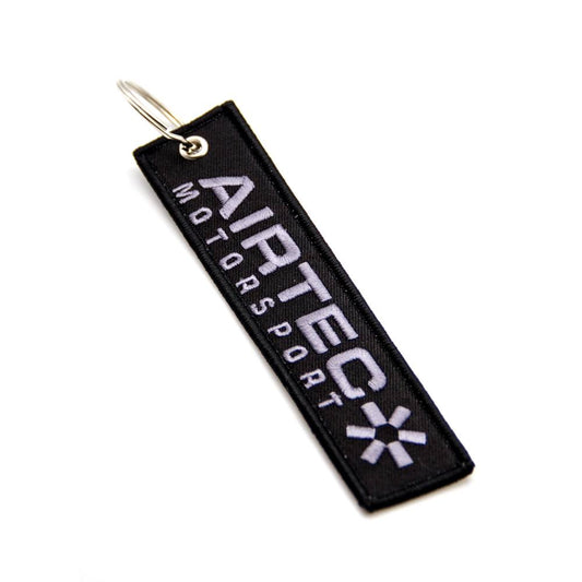 Official AIRTEC Motorsport Embroidered Keyring Key Chain/Key Ring Key Fob Tag, Key Holder Strap - Black Stealth Grey Logo - Universal Luggage/Bag/Backpack/Suitcase ID Tag - Car Keys Accessory, Tuner Merch, Petrolhead Gift, Track Day Travel Gear