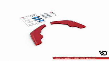 Maxton Design Red Rear Bumper Corner Trims / Rear Side Splitters / Rear Spats for BMW 1 Series F40 M135i & M Sport (2019+) – ABS Bumper Corner Splitters, Rear Valance Extensions, Apron Fins, Winglets/Blades – Pair