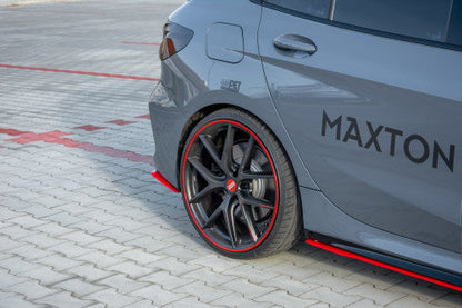 Maxton Design Red Rear Bumper Corner Trims / Rear Side Splitters / Rear Spats for BMW 1 Series F40 M135i & M Sport (2019+) – ABS Bumper Corner Splitters, Rear Valance Extensions, Apron Fins, Winglets/Blades – Pair