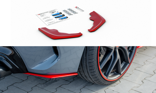 Maxton Design Red Rear Bumper Corner Trims / Rear Side Splitters / Rear Spats for BMW 1 Series F40 M135i & M Sport (2019+) – ABS Bumper Corner Splitters, Rear Valance Extensions, Apron Fins, Winglets/Blades – Pair