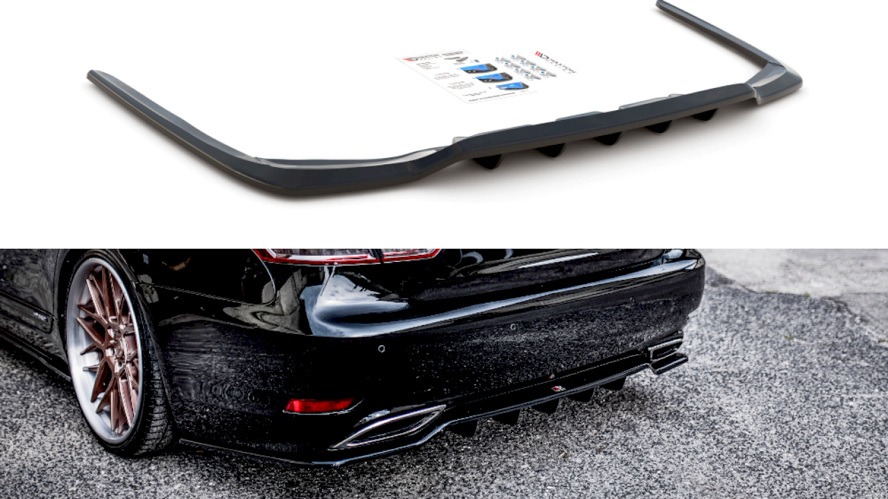 Maxton Design - CENTRAL REAR SPLITTER (W/ VERTICAL BARS) LEXUS LS MK4 FACELIFT (2012-2017)