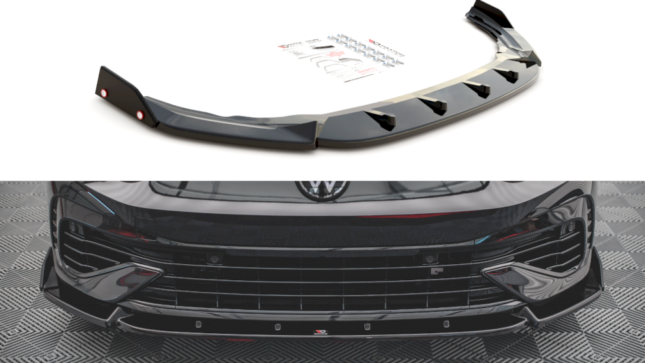 Maxton Design - FRONT SPLITTER V.2 + FLAPS VW GOLF R MK8