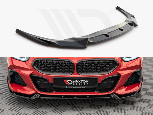 Maxton Design V1 Gloss Black Front Splitter Lip, Front Lip Spoiler, Chin Spoiler & Front Valance for BMW Z4 G29 M Sport (M-Pack) 2018-On - Lower Bumper Lip/Aero Air Dam/Body Kit Bumper Extension/Lower Apron/Bumper Blade