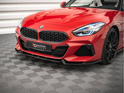 Maxton Design V1 Gloss Black Front Splitter Lip, Front Lip Spoiler, Chin Spoiler & Front Valance for BMW Z4 G29 M Sport (M-Pack) 2018-On - Lower Bumper Lip/Aero Air Dam/Body Kit Bumper Extension/Lower Apron/Bumper Blade