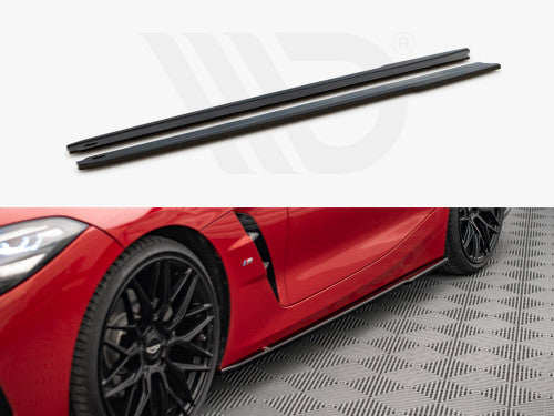 Maxton Design Gloss Black Side Skirt Splitters/Blades for BMW Z4 (G29) M Sport M-Pack 2018+ Pair - Rocker Panel Sill Extensions, Side Skirt Extensions/Diffusers, Z4 Roadster Body Kit Trim