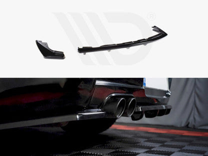 Maxton Design Gloss Black Rear Centre Splitter Lip with Vertical Fins/Strakes for BMW 1 Series E81/E87 LCI Facelift M