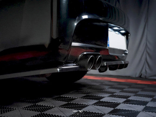 Maxton Design Gloss Black Rear Centre Splitter Lip with Vertical Fins/Strakes for BMW 1 Series E81/E87 LCI Facelift M