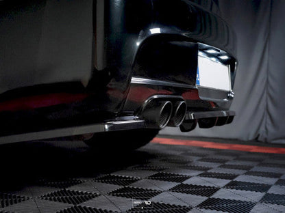 Maxton Design Gloss Black Rear Centre Splitter Lip with Vertical Fins/Strakes for BMW 1 Series E81/E87 LCI Facelift M