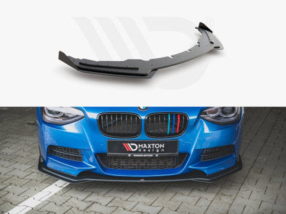 Maxton Design Racing Durability Front Splitter with Flaps for BMW M135i F20 (2011-2015)  10mm ABS Front Lip, Matte Black or Black/Red Core