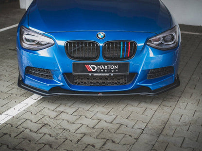 Maxton Design Racing Durability Front Splitter with Flaps for BMW M135i F20 (2011-2015)  10mm ABS Front Lip, Matte Black or Black/Red Core