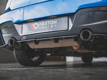 Maxton Design Racing Durability Rear Diffuser/Splitter Valance for BMW 1 Series F20 M135i (2011-2015) - 10mm ABS Matte Black or Red Core - Rear Bumper Lip Undertray/Lower Apron Fins