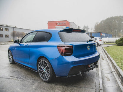 Genuine Maxton Design Racing Durability Rear Corner Extensions / Rear Side Splitters / Rear Spats / Rear Bumper Extensions (Bumper Corner Lips) for BMW 1 Series F20 M135i 2011-2015 - Matte Black 10mm ABS | M Performance Style Valance Fins
