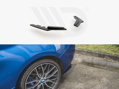 Genuine Maxton Design Racing Durability Rear Corner Extensions / Rear Side Splitters / Rear Spats / Rear Bumper Extensions (Bumper Corner Lips) for BMW 1 Series F20 M135i 2011-2015 - Matte Black 10mm ABS | M Performance Style Valance Fins