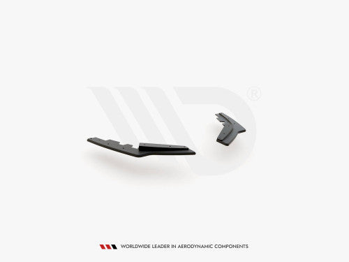Genuine Maxton Design Racing Durability Rear Corner Extensions / Rear Side Splitters / Rear Spats / Rear Bumper Extensions (Bumper Corner Lips) for BMW 1 Series F20 M135i 2011-2015 - Matte Black 10mm ABS | M Performance Style Valance Fins
