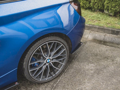 Genuine Maxton Design Racing Durability Rear Corner Extensions / Rear Side Splitters / Rear Spats / Rear Bumper Extensions (Bumper Corner Lips) for BMW 1 Series F20 M135i 2011-2015 - Matte Black 10mm ABS | M Performance Style Valance Fins