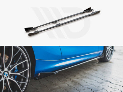 Maxton Design Racing Durability 10mm ABS Side Skirt Diffusers with Gloss Flaps - Black - BMW 1 Series F21 M135i M140i M-Pack 3-Door 2011-2019