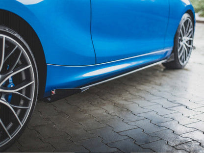 Maxton Design Racing Durability 10mm ABS Side Skirt Diffusers with Gloss Flaps - Black - BMW 1 Series F21 M135i M140i M-Pack 3-Door 2011-2019