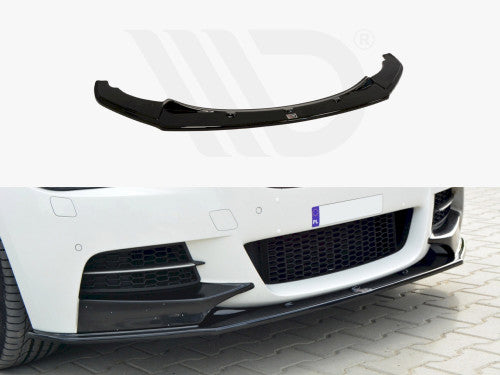 Maxton Design Gloss Black Front Bumper Lip Splitter Chin Spoiler for BMW 1 Series F20 F21 M Sport Pre-LCI/Pre-Facelift (2011-2015) 3dr/5dr – ABS Front Valance Apron Skirt Lip Extension