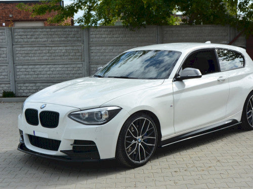 Maxton Design Gloss Black Front Bumper Lip Splitter Chin Spoiler for BMW 1 Series F20 F21 M Sport Pre-LCI/Pre-Facelift (2011-2015) 3dr/5dr – ABS Front Valance Apron Skirt Lip Extension