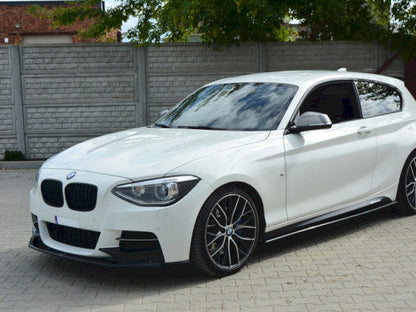 Maxton Design Gloss Black Front Bumper Lip Splitter Chin Spoiler for BMW 1 Series F20 F21 M Sport Pre-LCI/Pre-Facelift (2011-2015) 3dr/5dr – ABS Front Valance Apron Skirt Lip Extension