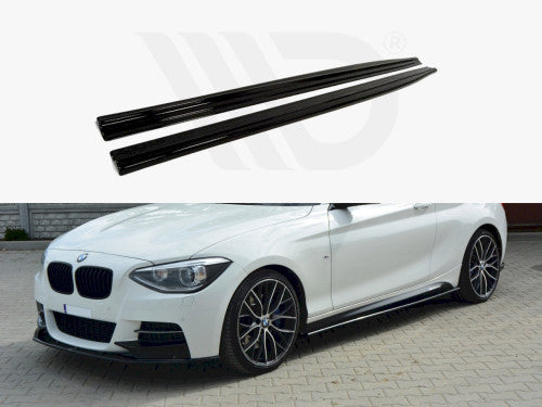 Maxton Design Gloss Black Side Skirt Diffusers for BMW 1 Series F21 3-Door (3dr) Pre-Facelift 2011-2019 | M Sport/M-Power ABS Side Skirt Extensions (Pair) with Fitting Kit