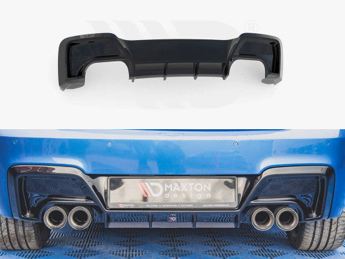 Maxton Design V2 Gloss Black Rear Diffuser Valance for BMW 1 Series M135i F20/F21 (2011-2015) | Rear Splitter, Lower Bumper Trim/Apron Insert | OEM Fit Direct Replacement